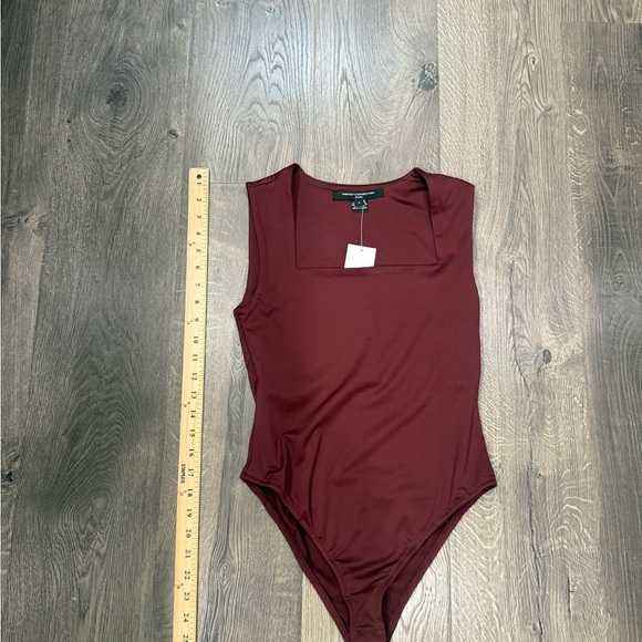 Burgundy Flattering Fit Square Neck Bodysuit - Picture 5 of 7
